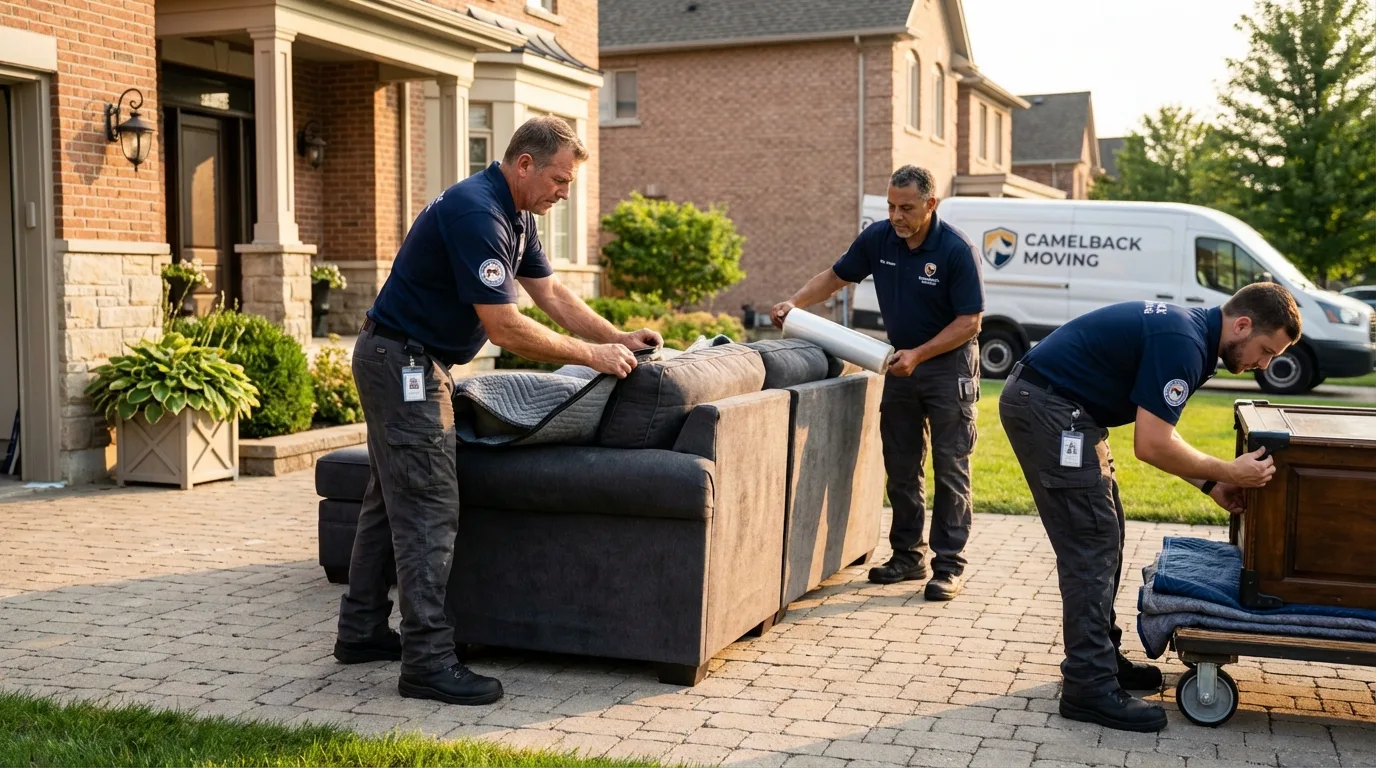 Large estate moving crew wrapping furniture in Mona, UT